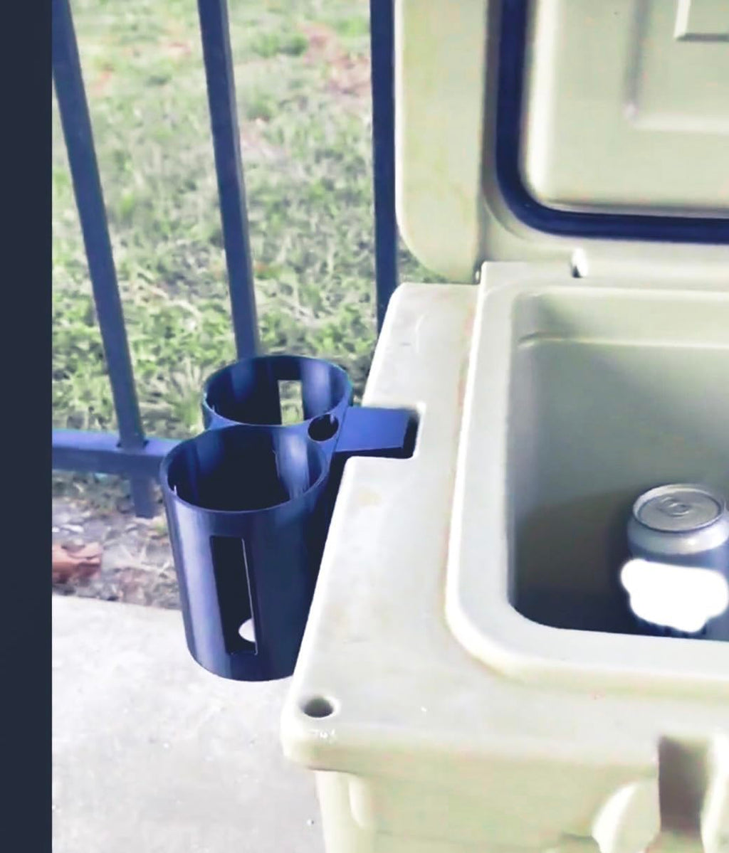 Cooler Cup Holder with Bic Lighter Slot - Yeti/Rtic Compatible